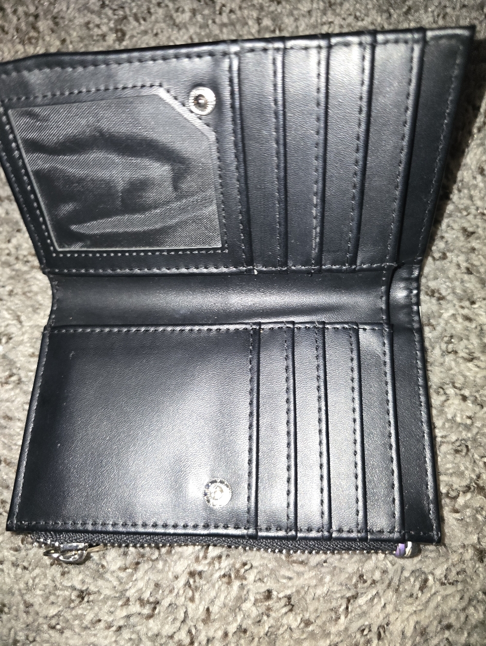 Checkerboard Wallet with Purple Butterfly Print - Picture 5 of 6